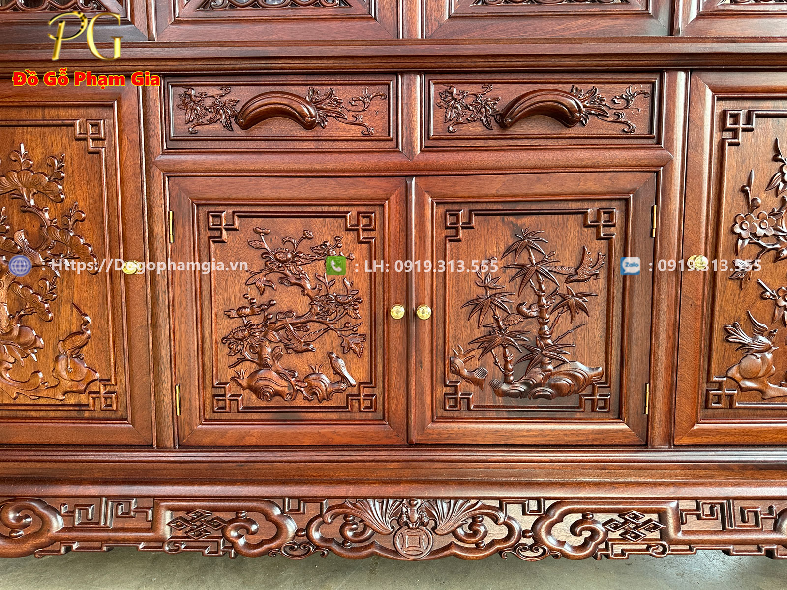 Thông tin kích thước tủ bày đồ chạm tứ quý Thông tin kích thước tủ bày đồ chạm tứ quý