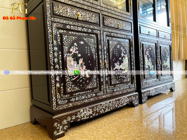 Mua tủ bày đồ cổ cẩn ốc tại Đồ Gỗ Phạm Gia