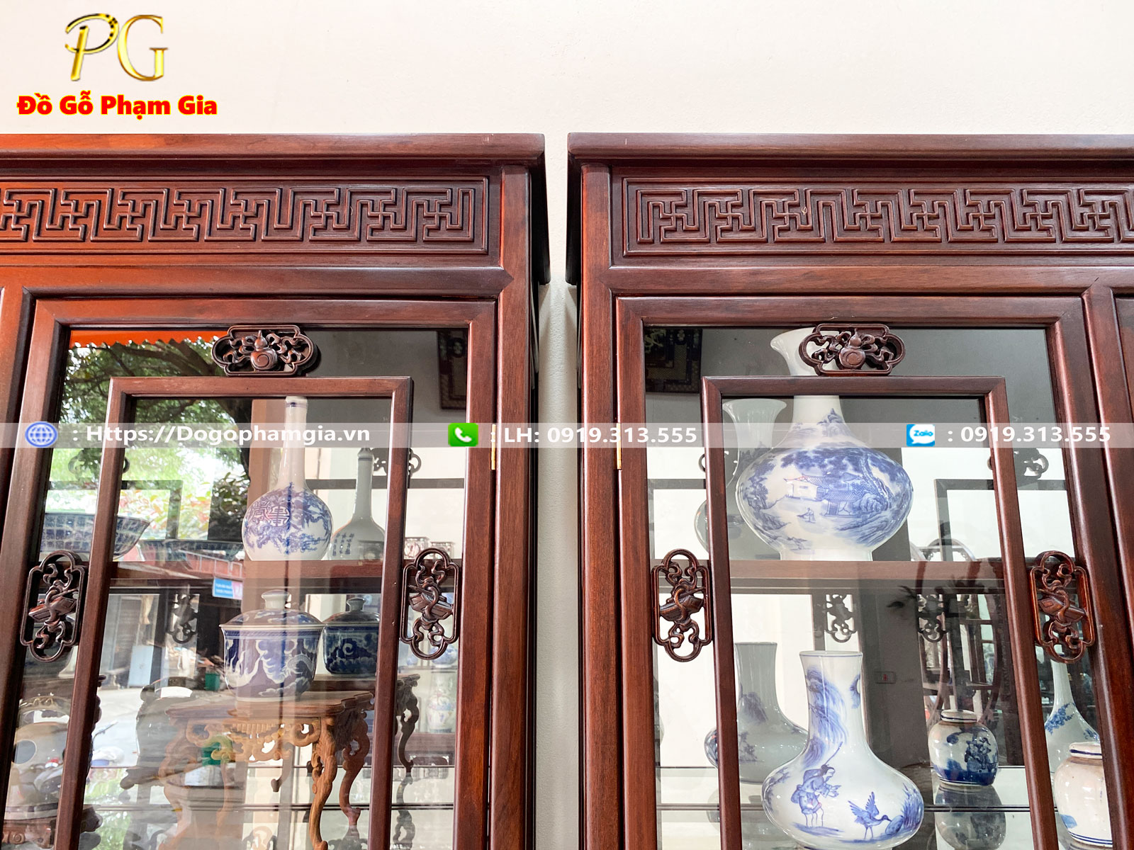 Thông tin chi tiết tủ bày đồ chạm triện gỗ gụ