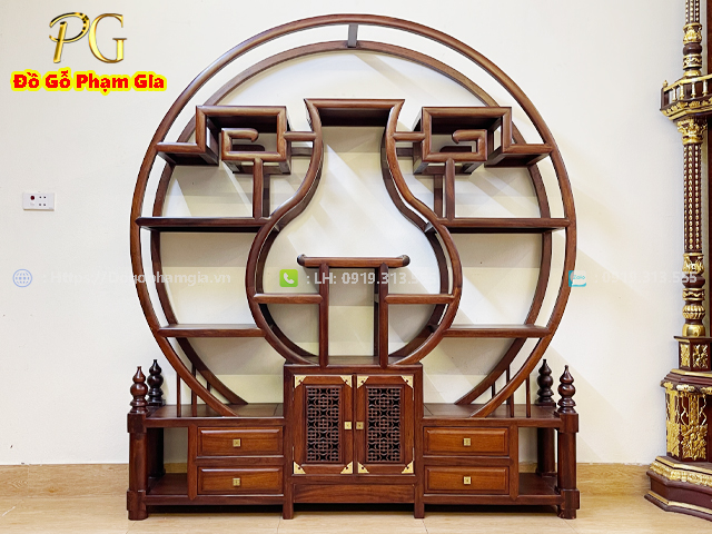 Tủ Bày Đồ Kiểu Vòm Gỗ Gụ