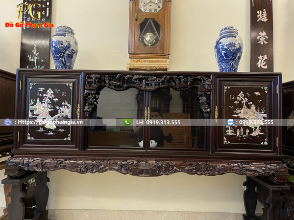 Tủ chè cẩn ốc văn vương cầu hiền