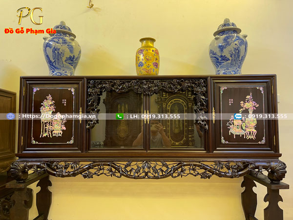 Hình ảnh tủ chè cổ gỗ gụ đẹp chất lượng