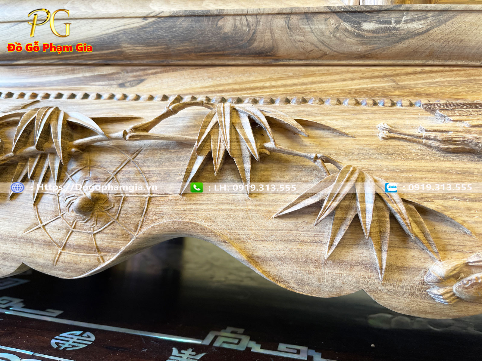 Mua tủ chè gỗ gụ ta chạm sen vịt tại Đồ Gỗ Phạm Gia