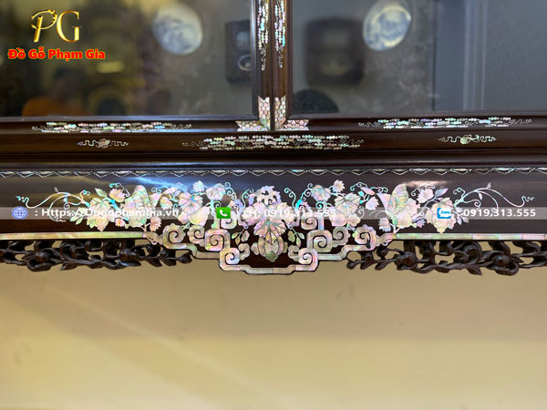 Thông tin kích thước tủ chè gỗ gụ cẩn ốc liên chi