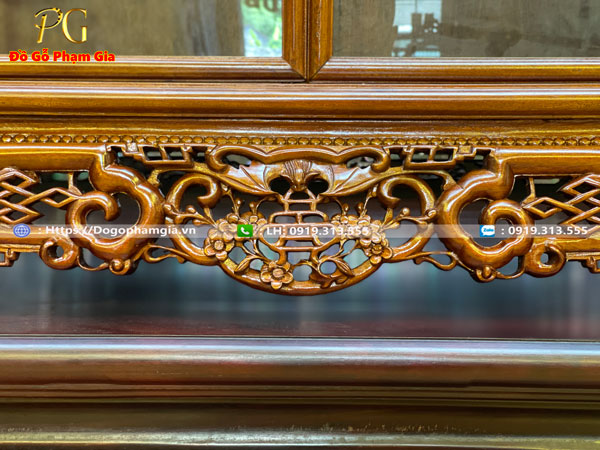 Tủ chè cánh cong gỗ gụ khảm tích đẹp 