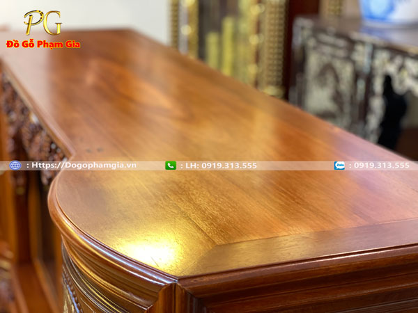 Tủ chè cánh cong gỗ gụ khảm tích đẹp 