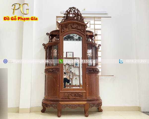 Tủ Chùa Cánh Cong Gỗ Gụ